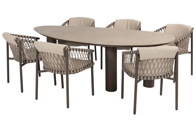 4so Allora 7-delige dining set dining - Arizona pebble table