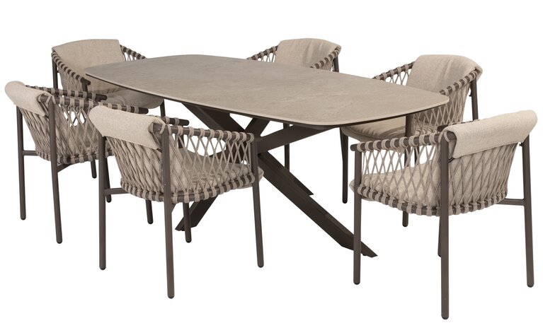 4so Allora 7-delige dining set dining - Prado barrel table