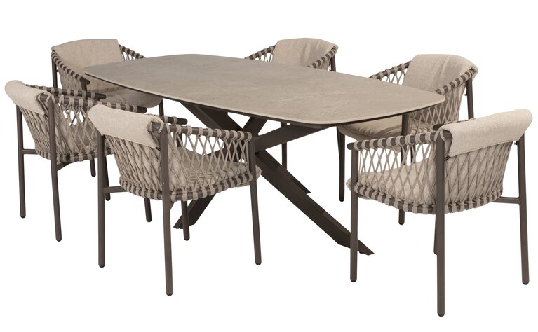 4so Allora 7-delige dining set dining - Prado barrel table - afbeelding 1