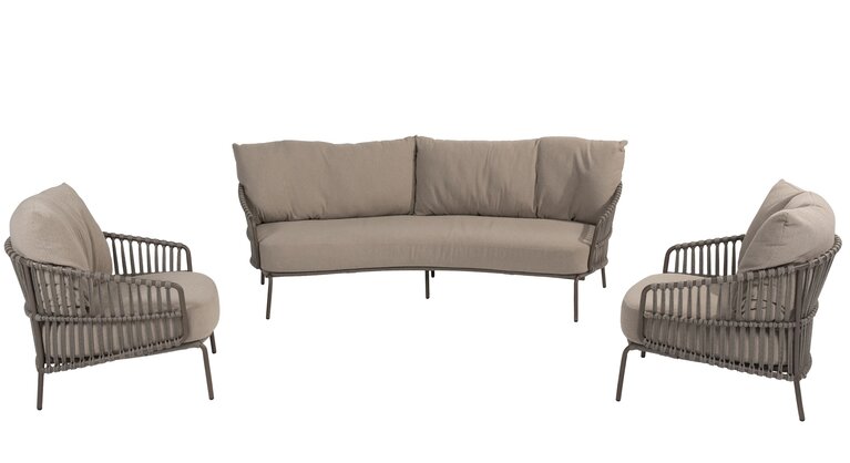 4so Capalbio 3-delige sofa loungeset curved rope - frame terre