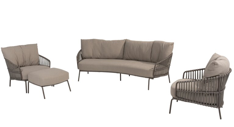 4so Capalbio 4-delige sofa loungeset curved rope - frame terre