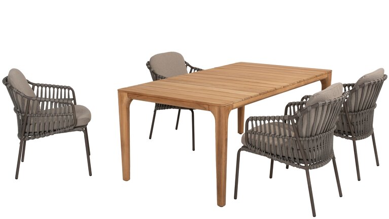 4so Capalbio  5-delige dining set teak rope - frame terre - afbeelding 1