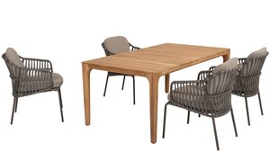 4so Capalbio  5-delige dining set teak rope - frame terre - afbeelding 1