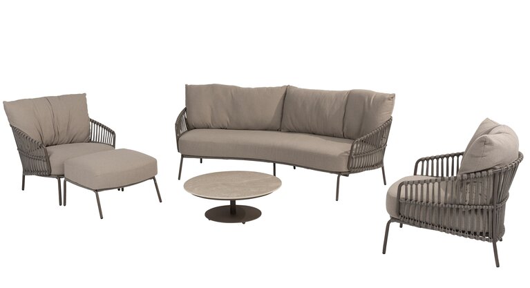 4so Capalbio 5-delige sofa loungeset curved - footstool rope - frame terre