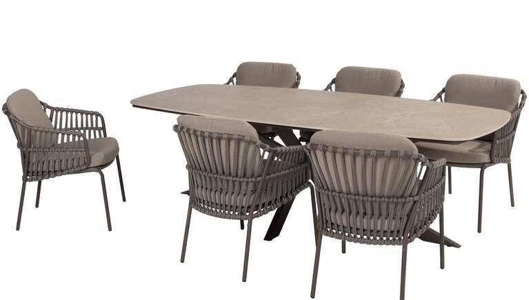 4so Capalbio 7-delige dining set Prado ceramic rope - frame terre