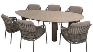 4so Capalbio  7-delige dining set Prado ceramic rope - frame terre - afbeelding 7