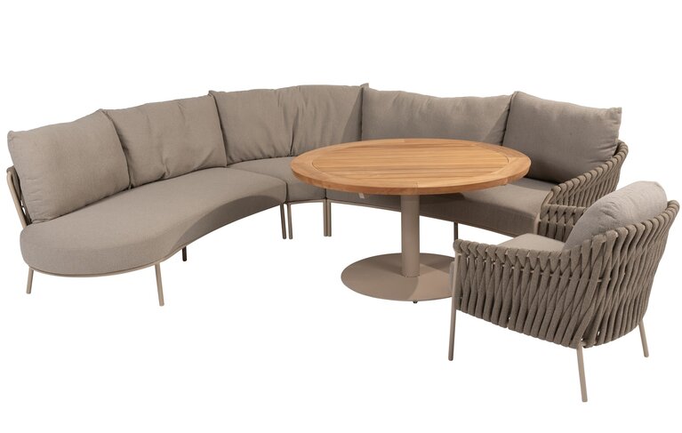 4so Comino 5-delige organische low dining hoekloungeset latte