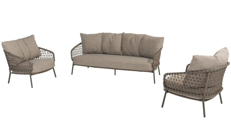 4so Jura 3-delige sofa loungeset rope - frame olive - afbeelding 1