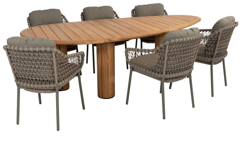 4so Jura 7-delige dining set organisch corsica rope - frame olive - afbeelding 1