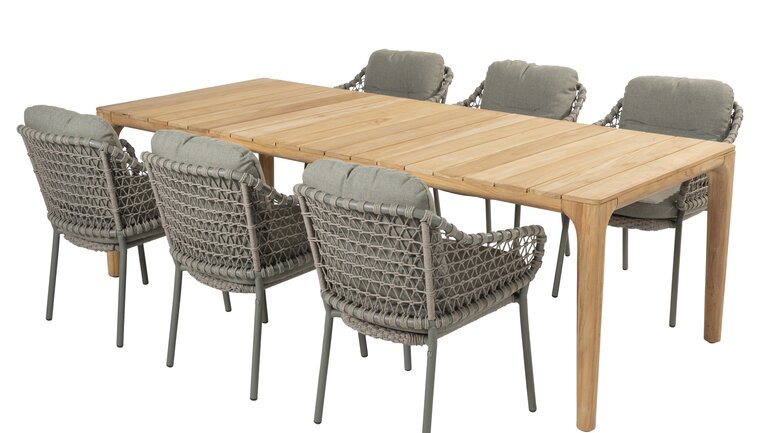 4so Jura 7-delige dining set rechthoek  rope - frame olive - afbeelding 1