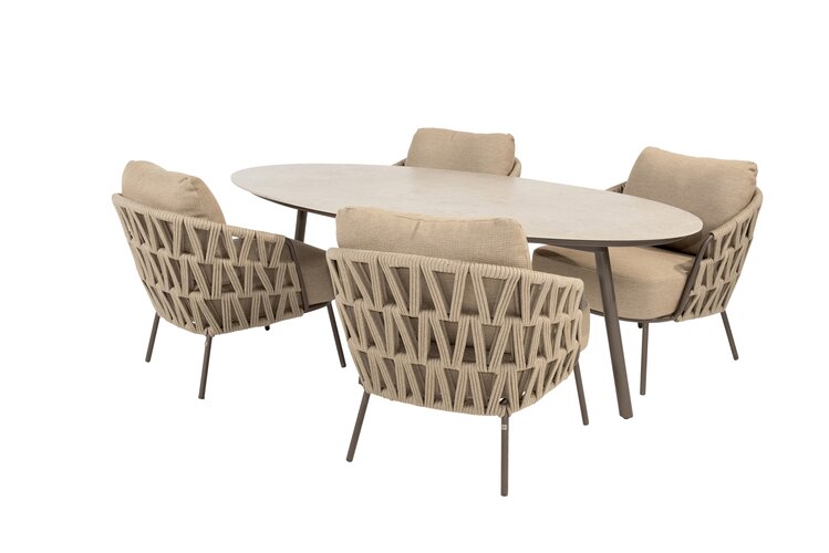4so Mallorca 5-delige low dining set ovaal terre