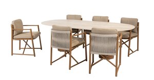 4so Marina 7- delige dining set Colorado oval - frame amber