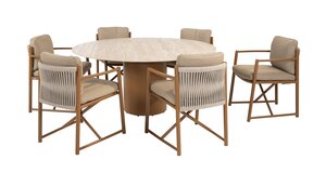 4so Marina 7- delige dining set Colorado rond - frame amber