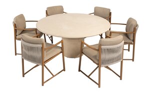 4so Marina 7- delige dining set Hampton round- frame amber