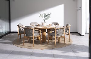 4so Nora 7-delige dining set organic pebble corsica natural teak-rope - afbeelding 8