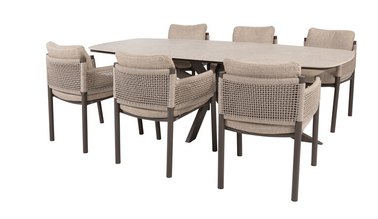 4so Savanne 7- delige diningset rope - frame terre