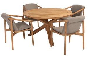 4so Tess 5-delige dining set natural teak rond - afbeelding 1