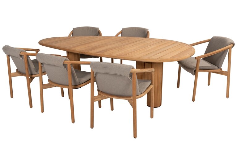 4so Tess 7-delige dining set natural teak organisch corsica showroomverlater