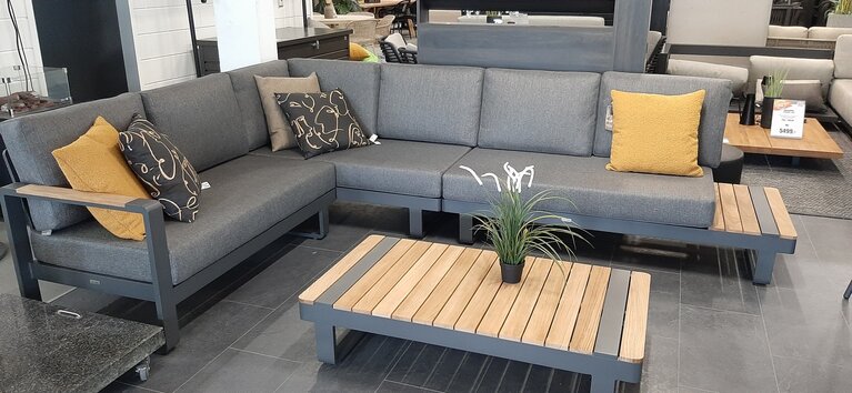 Amari loungeset alu-teak arm links antraciet showroomverlater