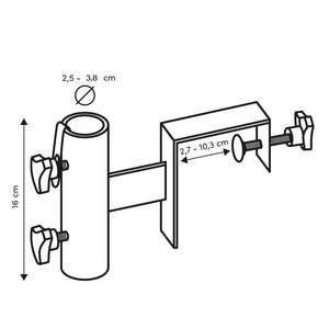 Platinum balkonklem top railing 11cm - afbeelding 2