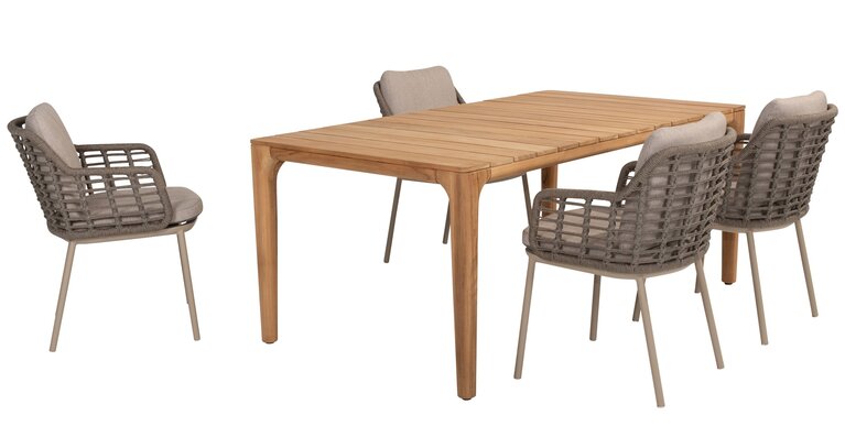 Taste Puglia 5-delige dining set rope latte rechthoek - afbeelding 1