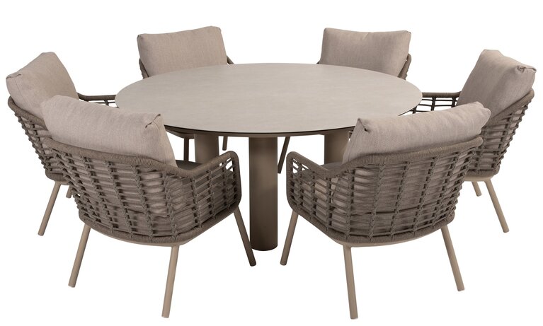 Taste Puglia 7-delige low dining set rope latte