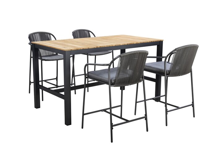 Yoi Arashi high dining tuintafel 169x90cm dark grey - teak - afbeelding 2