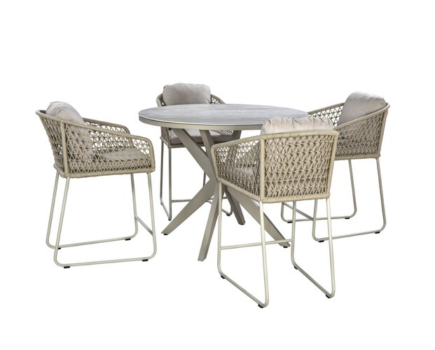 Yoi Bara 5-delige high dining set salix frame salix rope  flax beige kussenset - afbeelding 1