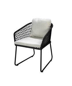 Yoi Bara dining chair black frame black rope  wool white boucle kussenset - afbeelding 1