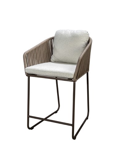 Yoi Calera high dining chair bronze frame toffe belt wool white boucle kussenset - afbeelding 1