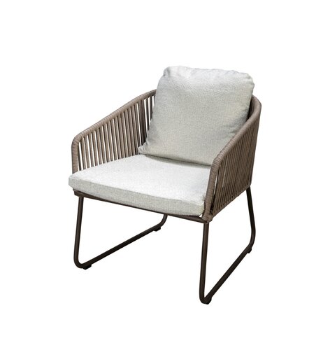 Yoi Calera low dining chair bronze frame toffe belt wool white boucle kussenset - afbeelding 1