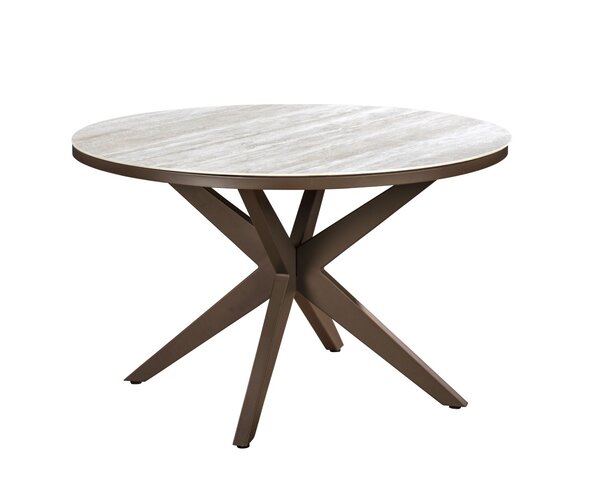 Yoi Calma dining tuintafel 120cm rond  bronze - keramiek travertin - afbeelding 1