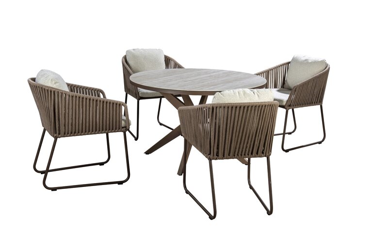 Yoi Calma dining tuintafel 120cm rond  bronze - keramiek travertin - afbeelding 2