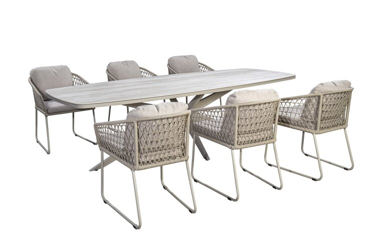 Yoi Calma dining tuintafel oval 270x110cm  salix - keramiek travertin - afbeelding 2