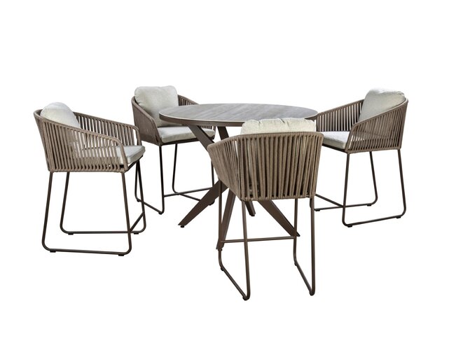 Yoi Calma high dining tuintafel 120cm rond  bronze - keramiek travertin - afbeelding 2