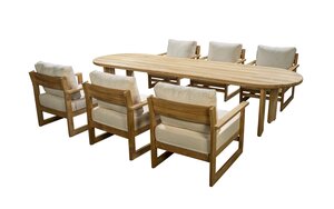 Yoi Fidji 7-dlg lounge low dining set teak - naturel all weather kussenset - afbeelding 1