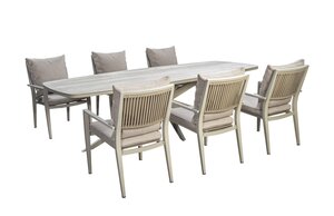 Yoi Marinha 7-delige dining set salix  frame salix rope  flax beige kussenset - afbeelding 1