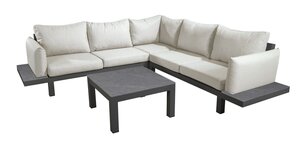 Yoi Midori island loungeset black incl tafel - ecru boucle kussenset