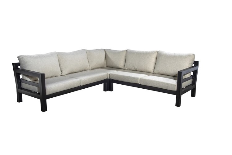 Yoi Midori loungeset black excl tafel - ecru boucle kussenset