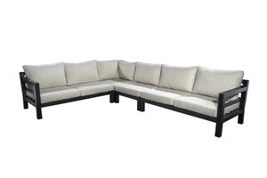 Yoi Midori loungeset Xl black excl tafel - kussenset ecru boucle all weather