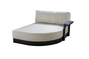 Yoi Millor 3 seater round daybed with armrest left black - kussenset ecru boucle - afbeelding 1