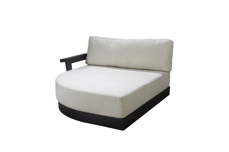 Yoi Millor 3 seater round daybed with armrest right black - kussenset ecru boucle - afbeelding 1