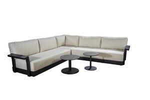 Yoi Millor hoekloungeset black 325x325cm - kussenset ecru boucle ( incl tafels ) - afbeelding 1