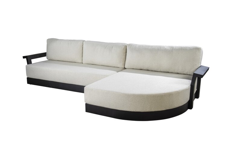 Yoi Millor Lazy loungebank left black 365x190cm - kussenset ecru boucle ( excl tafel ) - afbeelding 1