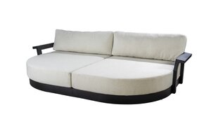 Yoi Millor round daybed with armrest black - kussenset ecru boucle - afbeelding 1