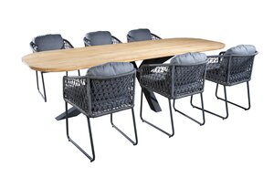 Yoi Noas dining tuintafel 220x100cm dark grey - teak - afbeelding 2