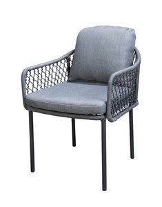 Yoi Rocha dining chair dark grey frame grey rope  mixed grey kussenset - afbeelding 1