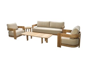 Yoi Tonga 5-dlg lounge sofa set teak - naturel all weather kussenset - afbeelding 1