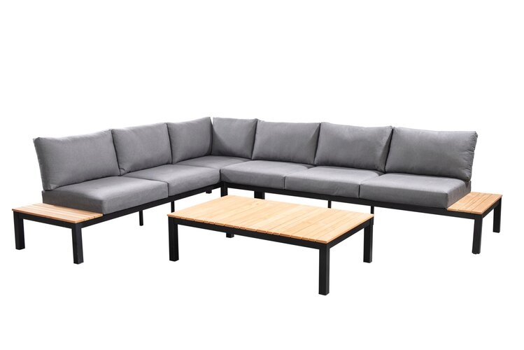 Yoi Tori loungeset black - teak mixed grey kussenset - afbeelding 1