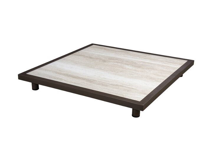 Yoi Vallon coffee table 100x100cm alu bronze - travertin ceramic top - afbeelding 1